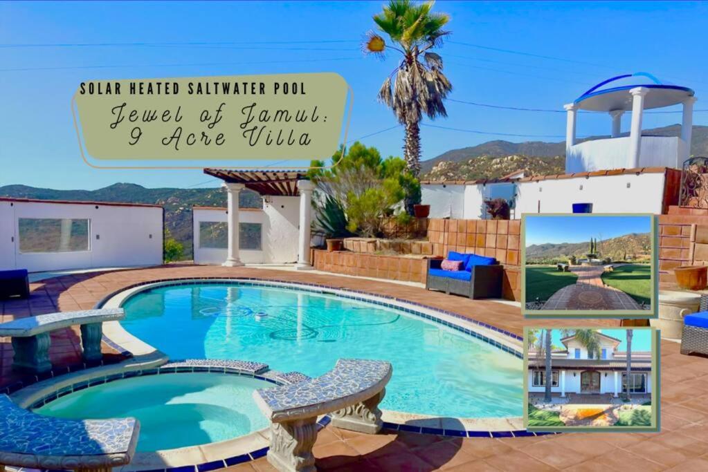 Private Home On 10 Acres - Heated Salt Pool & Jacuzzi, Mountain & City Views, Horseshoes, Basketball, Bbq, Golf Putting, Foosball, Croquet, Bose Stereo, White Cotton Bedding - Hilltop Hacienda, Pool Heat Optional Jamul Exteriör bild